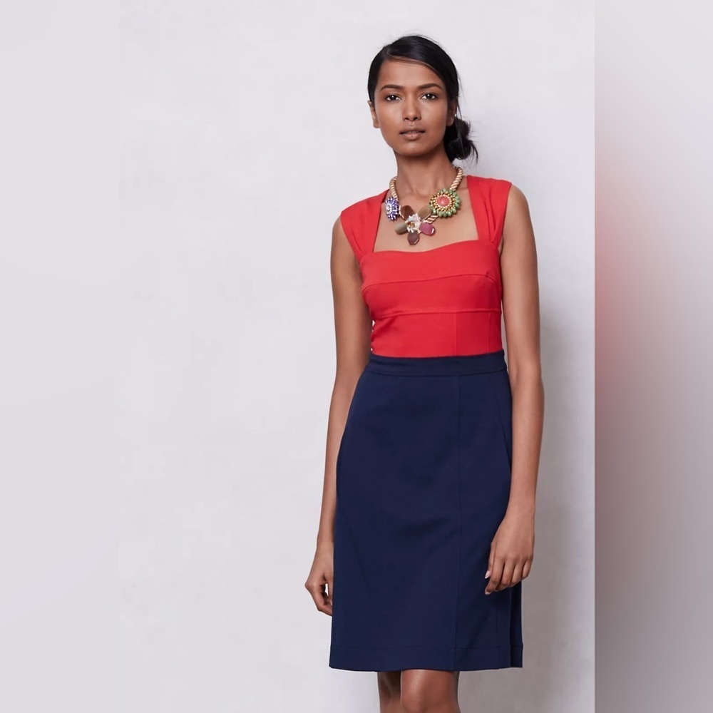 Anthropologie Girls From Savoy Coralblock Ponte Dress Size 0 XXS XS